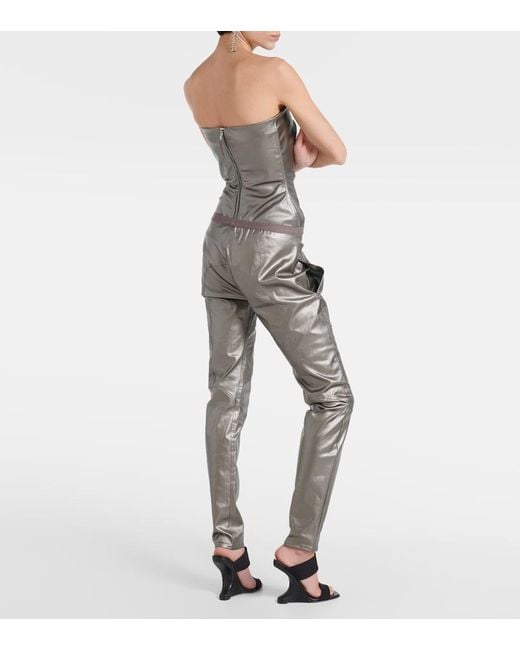 Rick Owens Green Metallic Denim Leggings