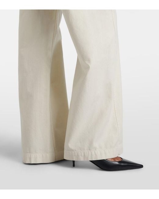 Nili Lotan White Reed Cotton Wide-Leg Pants