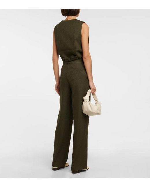 AYA MUSE Green Ori High-Wise Wide-Leg Pants