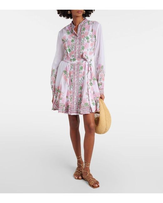 Vestido corto de algodon floral Juliet Dunn de color Multicolor
