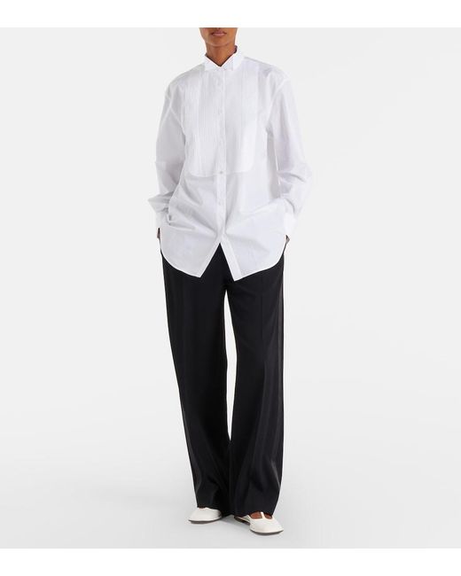 The Row White Square Leather Ballet Flats