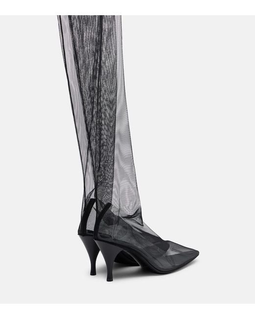 Herbert Levine Gray Sheer Perfection Mesh Over-The-Knee Boots