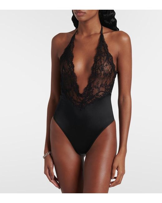 Givenchy Black Lace And Jersey Bodysuit