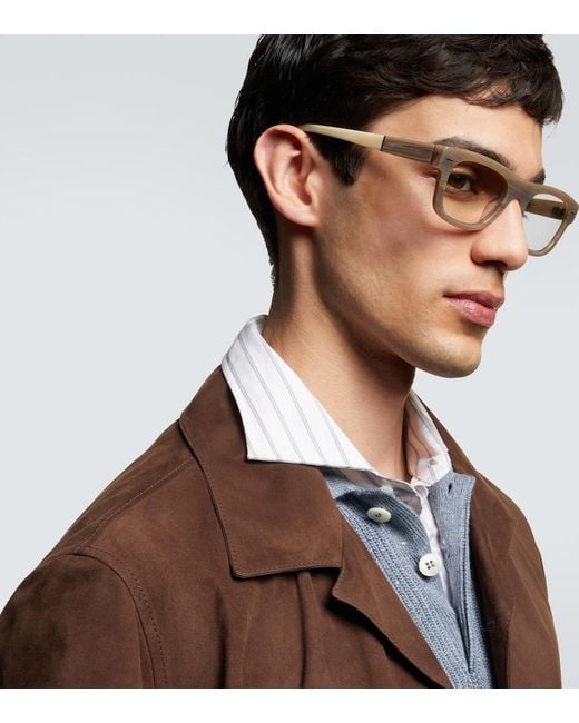 Brunello Cucinelli Metallic Rectangular Glasses for men