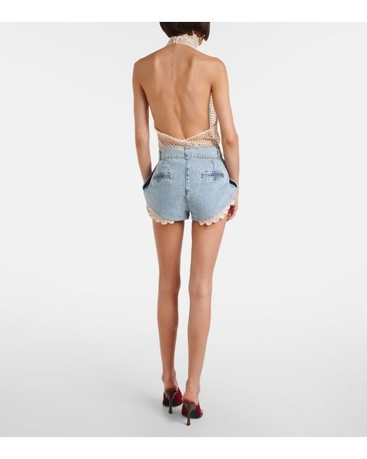 Shorts Di Jeans Con Crochet di Magda Butrym in Blue