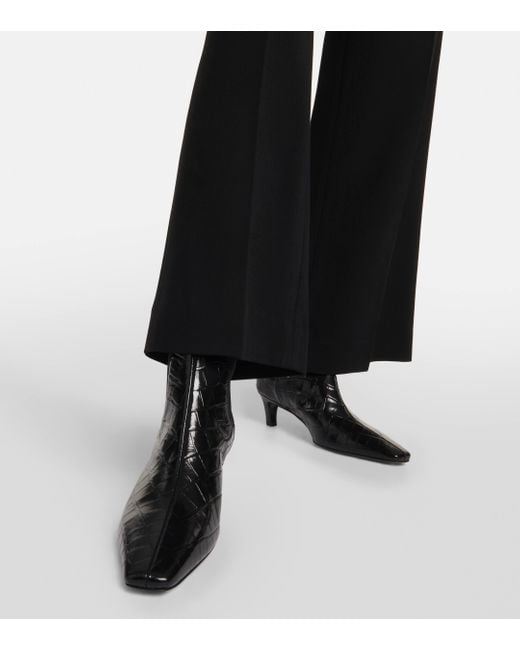 Totême  Black Croc-effect Leather Ankle Boots