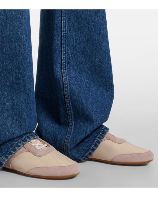 Chloé Pink Kick Suede-Trimmed Sneakers