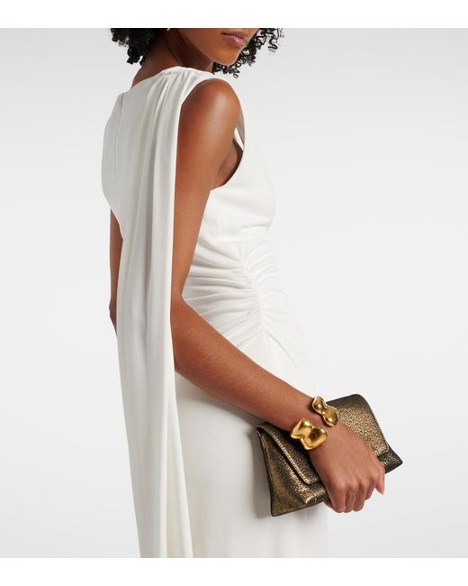 Tom Ford White Cutout Shoulder-Drape Viscose Crepe Jersey Cocktail Dress