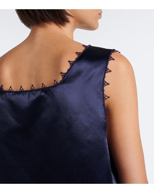 Miu Miu Blue Embroidered Cotton-Blend Satin Minidress