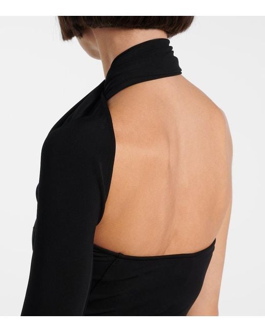 Vestido Largo Asimetrico De Crepe Courreges de color Black