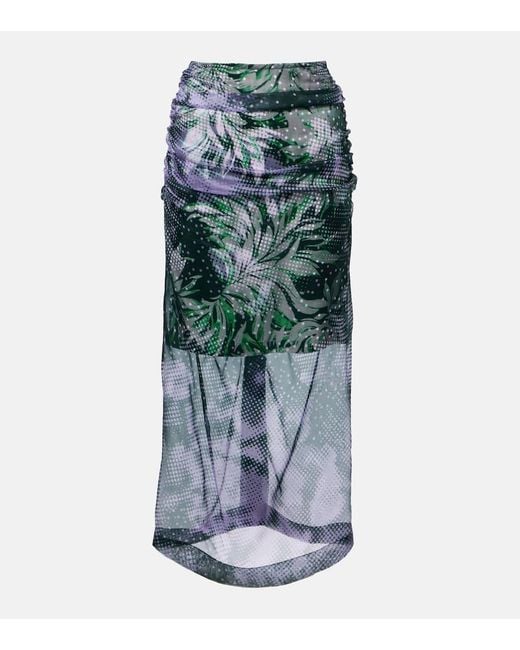 Dries Van Noten Gray Bedruckter Midirock Aus Einem Seidengemisch