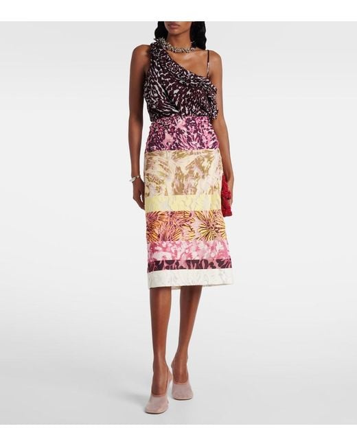 Dries Van Noten Purple Printed Ruffled Top