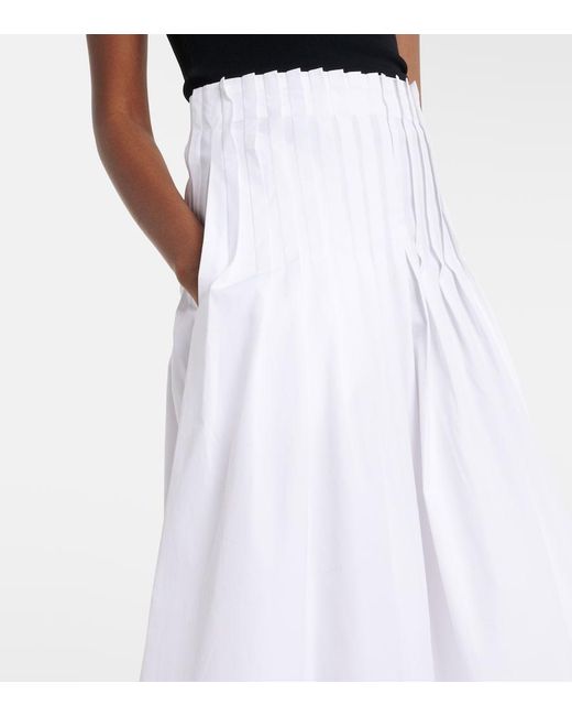 Rohe White Pleated Cotton Poplin Midi Skirt