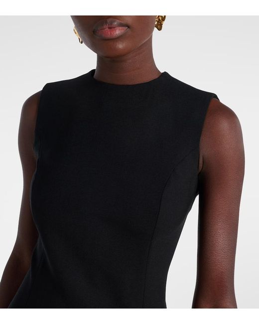 Oscar de la Renta Black Verziertes Cocktailkleid Aus Einem Wollgemisch