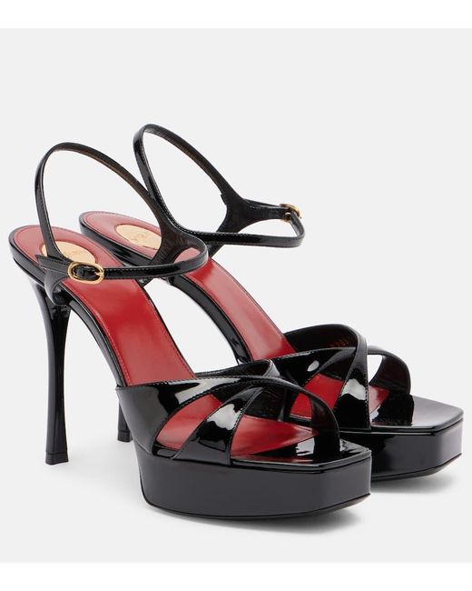 Sandalias Con Plataforma Debbie 85 De Charol Saint Laurent de color Red