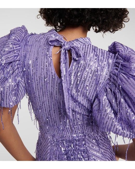 ROTATE BIRGER CHRISTENSEN Purple Noon Sequined Midi Dress