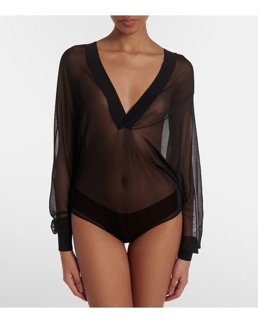 Body Con Capucha Transparente Alaïa de color Black