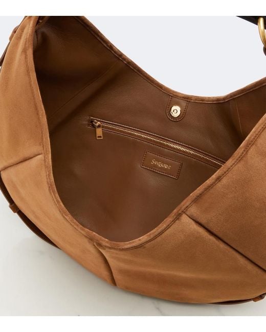 Saint Laurent Brown Mombasa Medium Suede Shoulder Bag