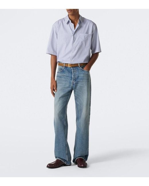 Saint Laurent Blue Faded Wide-Leg Jeans for men