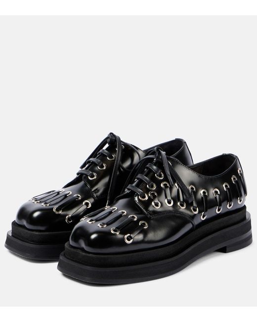 Simone Rocha Black 50 Lace-Up Flatform Derby Shoes