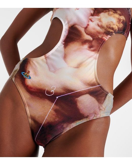 Vivienne Westwood Pink The Kiss Printed Cutout Swimsuit
