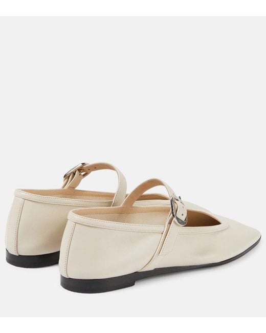 Le Monde Beryl White Leather Mary Jane Ballet Flats