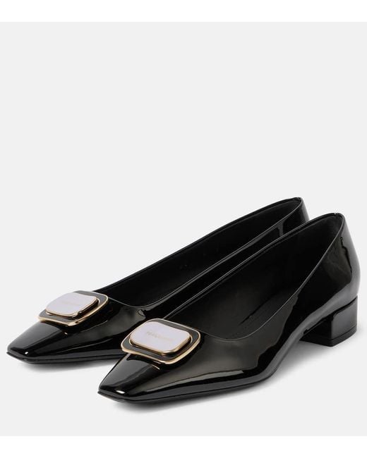 Ferragamo Black Venera Patent Leather Ballet Flats