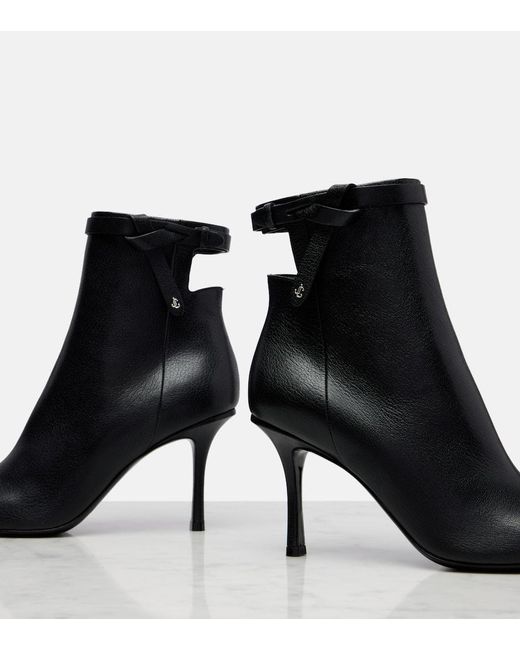 Jimmy Choo Black Camie 85 Cutout Leather Ankle Boots
