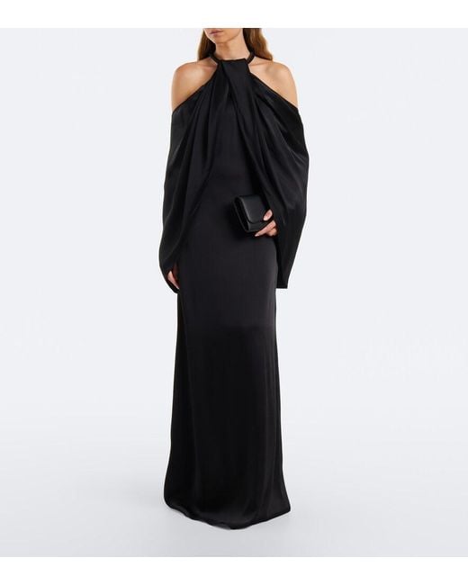Stella McCartney Black Caped Satin Halterneck Gown