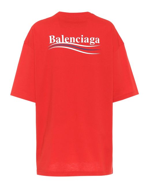 Balenciaga Red Logo Cotton T-shirt