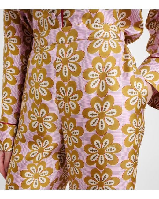 Pantalon De Pyjama En Soie A Fleurs LaDoubleJ en coloris Natural