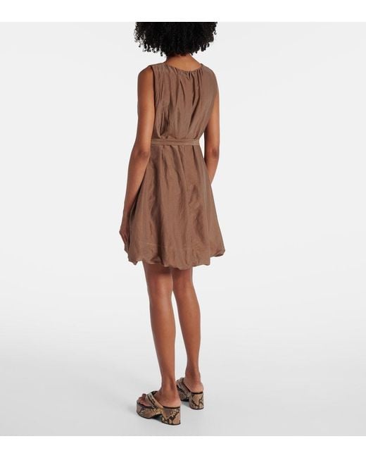 Velvet Brown Margot Cotton And Silk Voile Minidress