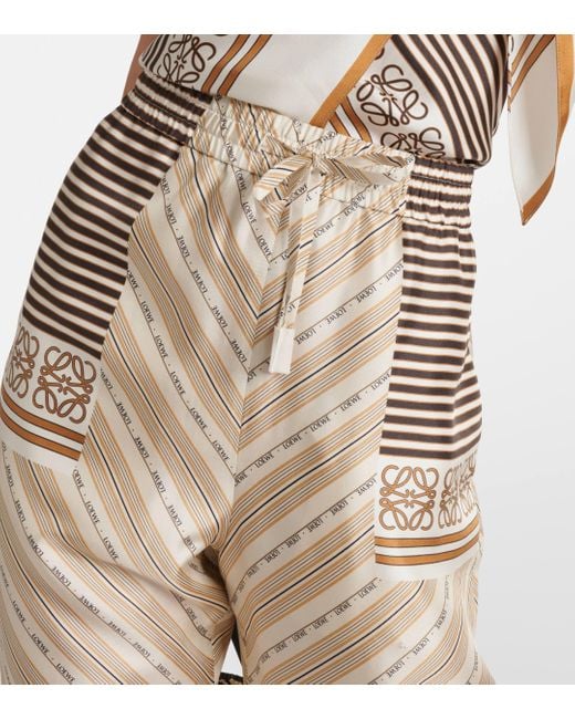 Pantalon de pyjama imprime en soie Loewe en coloris Natural