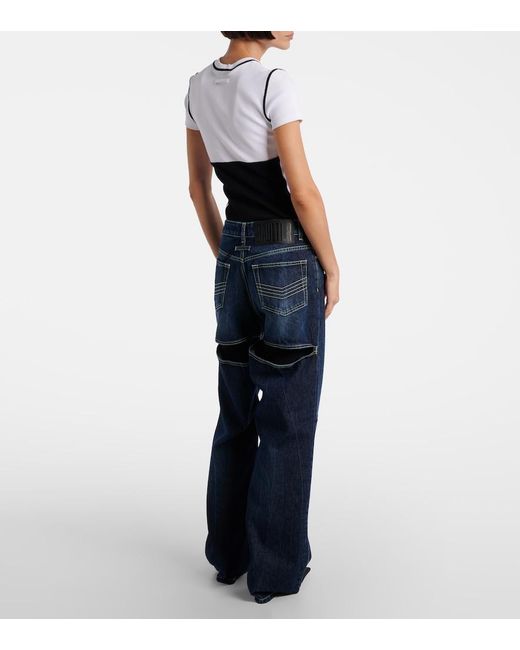 Jean Paul Gaultier Blue Cutout High-Rise Wide-Leg Jeans
