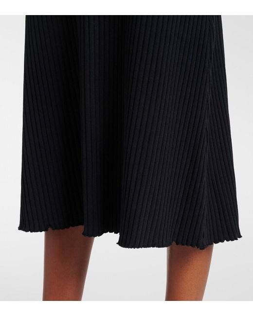 Vince Blue Ribbed-Knit Cotton-Blend Polo Dress