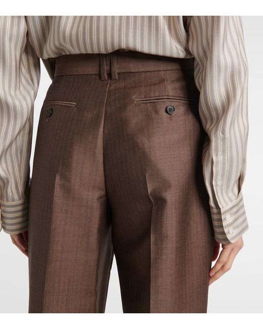 The Row Brown Norbert Mohair And Wool Straight Pants