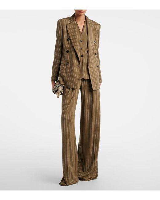 Max Mara Green Balta Pinstripe Double-Breasted Blazer