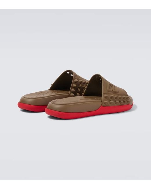 Christian Louboutin Red Take It Easy Spiked Slides for men