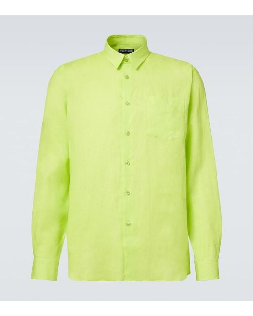 Vilebrequin Green Linen Shirt for men