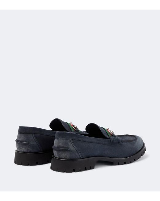 Gucci Blue Horsebit Suede Loafers for men