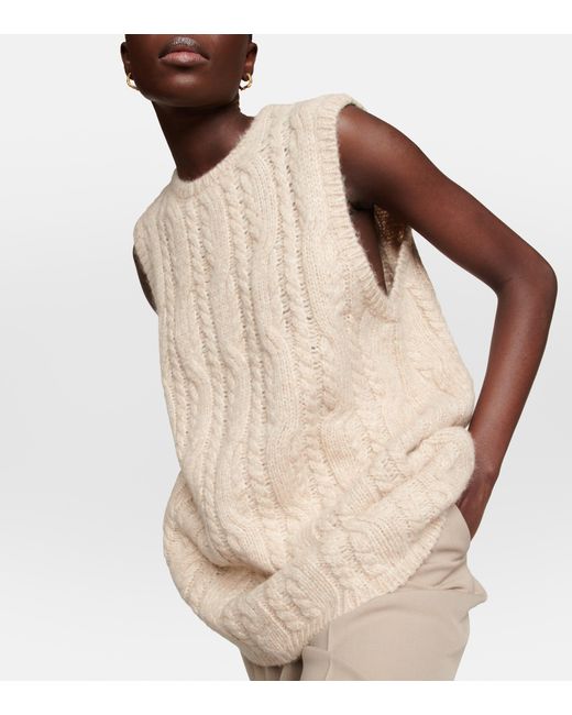 Totême Cable-knit Alpaca-blend Sweater Vest in Natural | Lyst