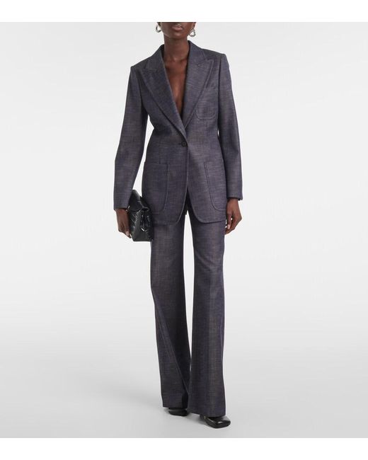 Joseph Blue Morissey Wool And Cotton Flared Pants