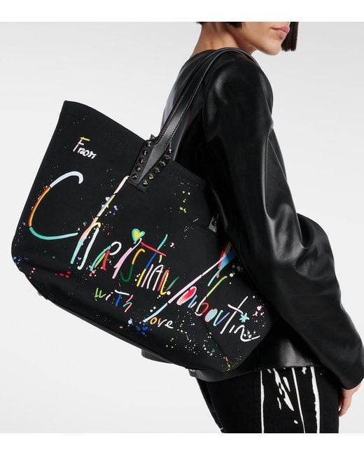 Christian Louboutin Black Cabata Large Leather-Trimmed Canvas Tote Bag
