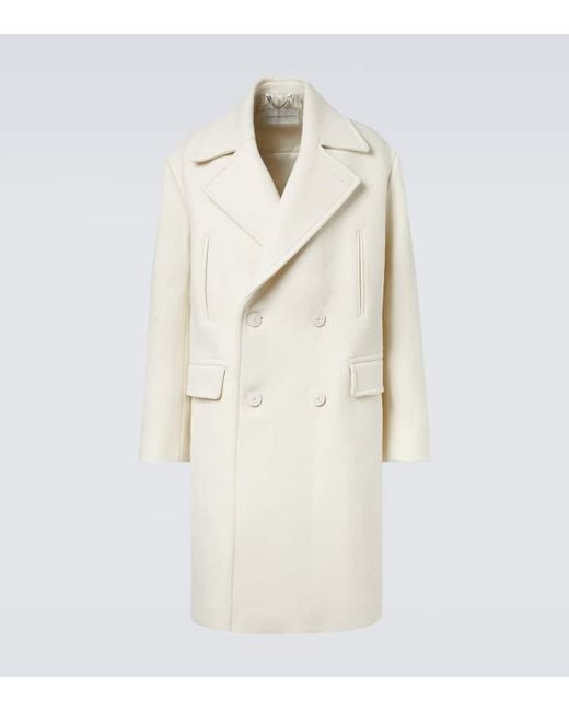 Dries Van Noten Natural Double-Breasted Wool And Cotton Coat for men