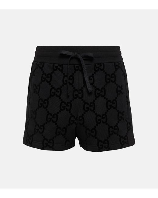 Gucci Black GG Cotton Fleece Shorts