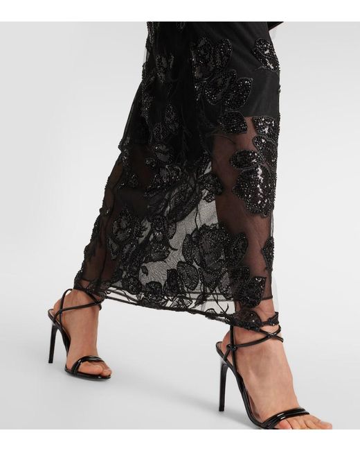 ROTATE ワンピース Embellished mesh maxi dress926714 ROTATE BIRGER CHRISTENSEN Embellished Mesh Maxi Dress in