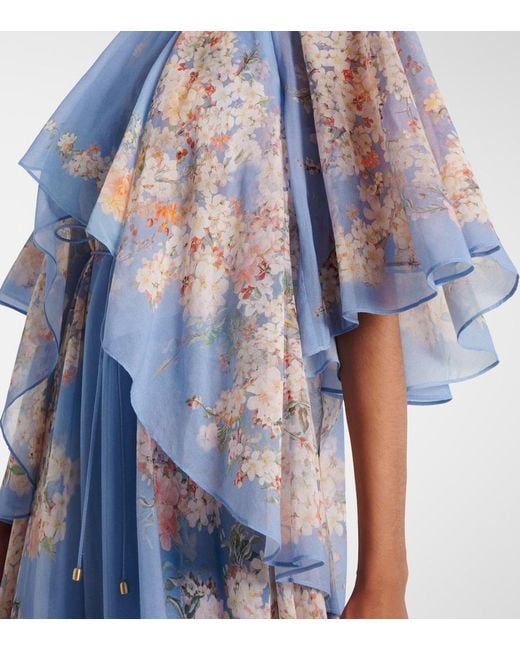 Zimmermann Blue Tiered Cascadian Maxi Dress