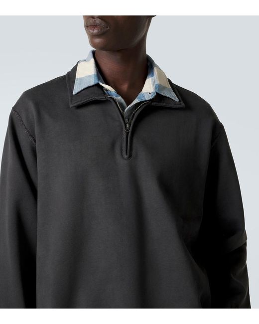RRL Black Cotton Half-Zip Sweatshirt for men