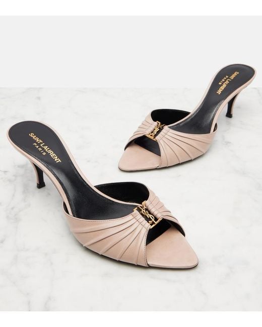 Saint Laurent Metallic Babylone 60 Leather Mules