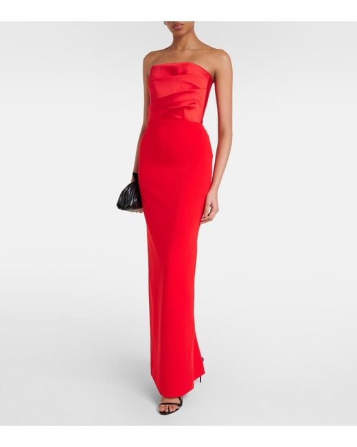 Solace London Red Afra Satin-Trimmed Gown